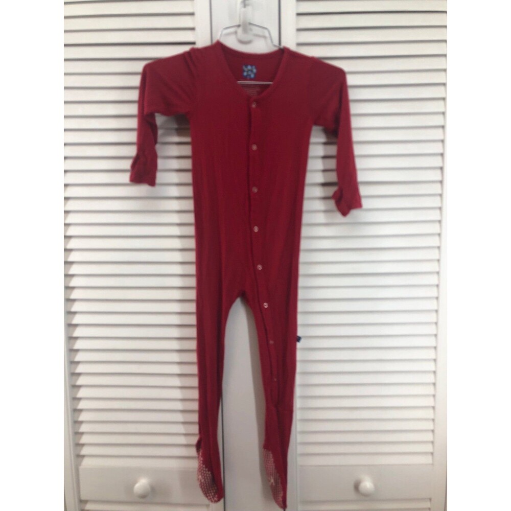Kickee pants Red size 4 zip up footie one piece